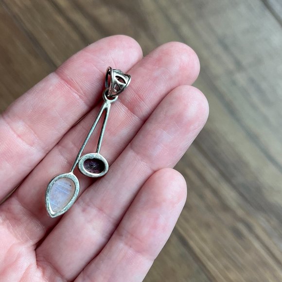 *Moonstone & Mystic Topaz* Unique Pendant | Silver Necklace | Asymmetrical, NWOT - Picture 3 of 10